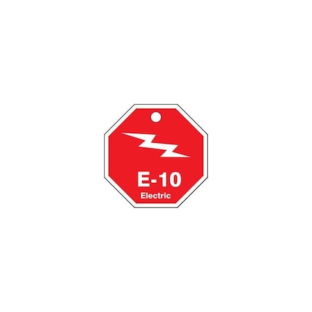 Accuform Energy Source ID Tag, E-10 ELECTRIC, 2.5in x 2.5in, Plastic, 5PK TDK310VPM